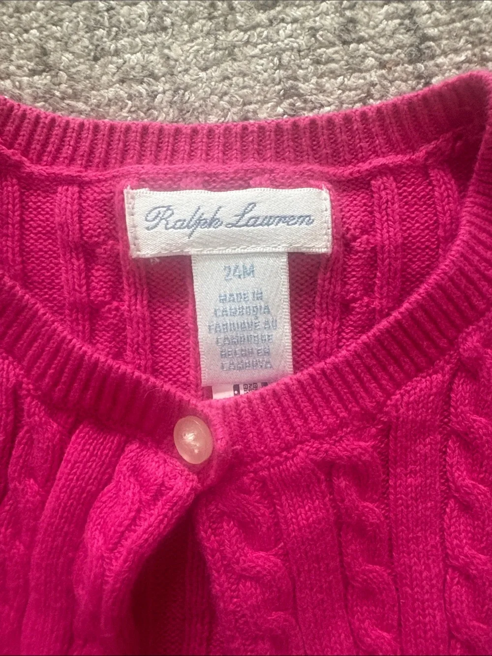Ralph Lauren Girls' Fuchsia Cable-Knit Cardigan